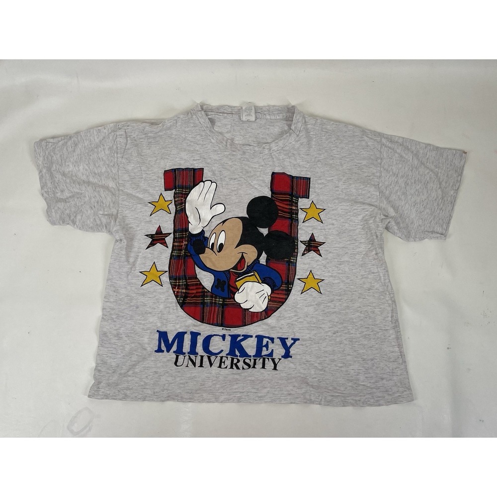 Mickey Mouse University Mickey Unlimited Crop T Shirt Womens Size Fits All White